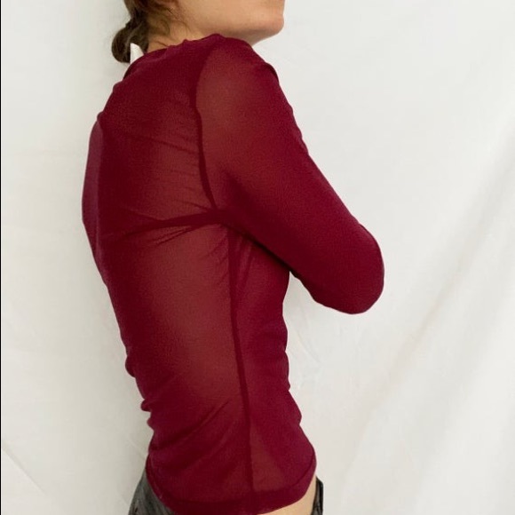 🛍 Y2K Red Micro-mesh Long Sleeve - Picture 5 of 8